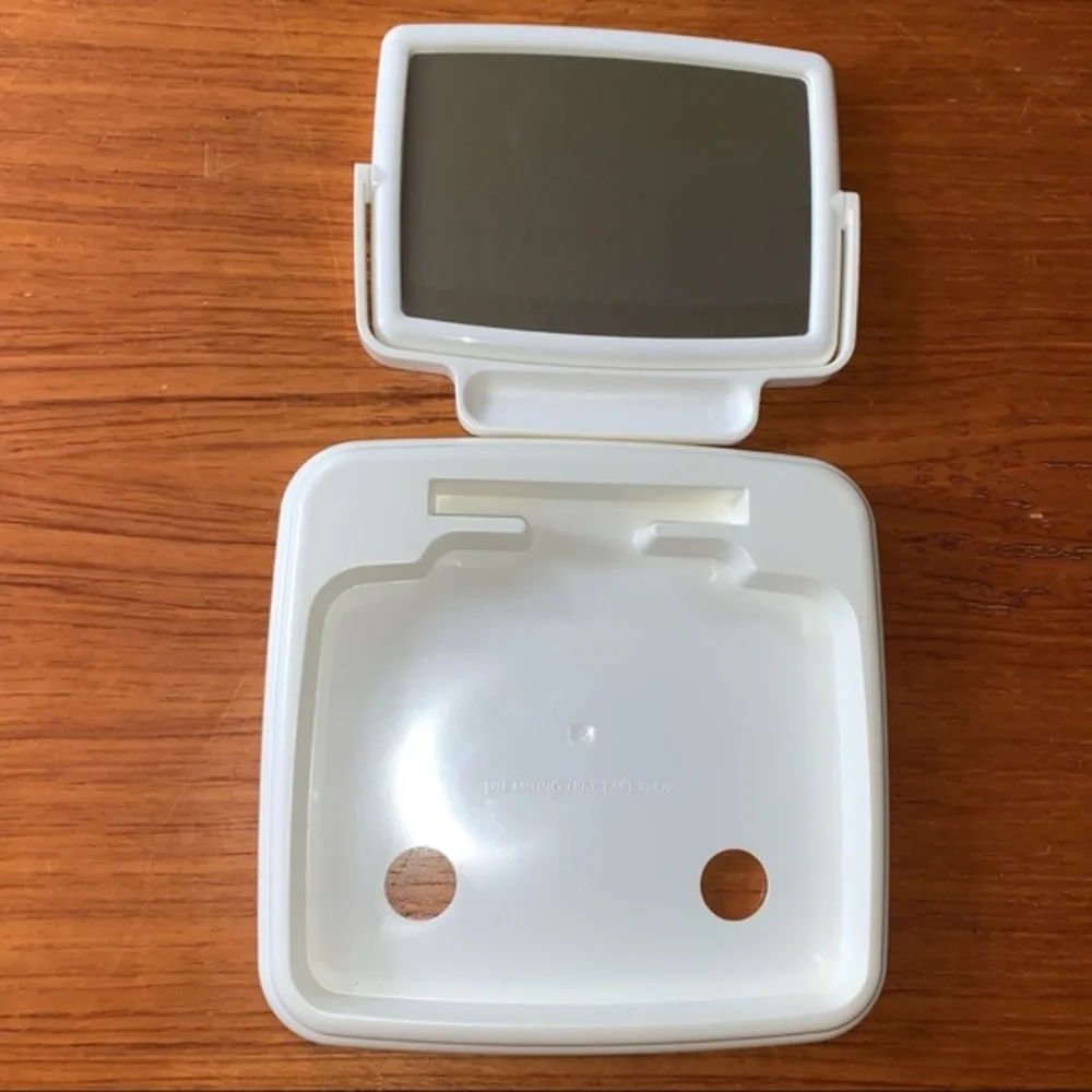 Mary Kay white tray/stand and compact mirror.